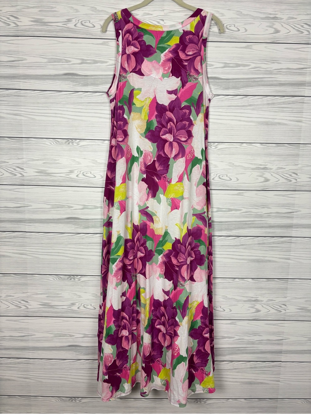 Soft Surroundings purple floral cotton/modal maxi dress size large - Picture 5 of 6